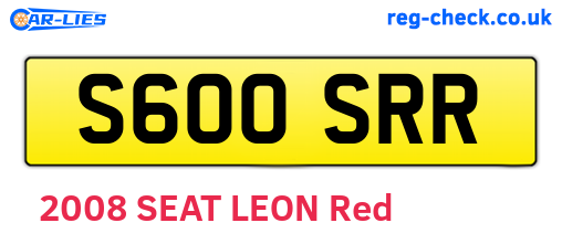 S600SRR are the vehicle registration plates.