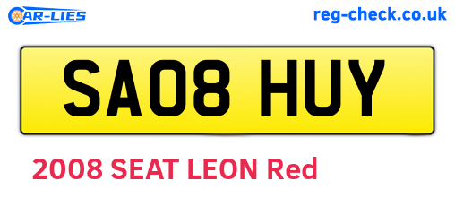 SA08HUY are the vehicle registration plates.
