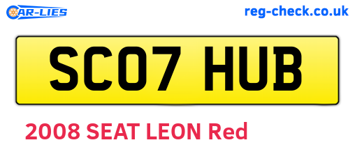 SC07HUB are the vehicle registration plates.
