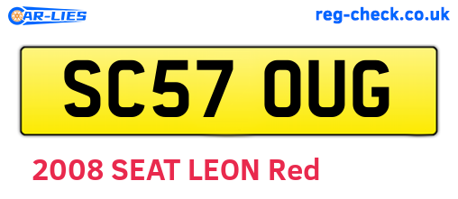 SC57OUG are the vehicle registration plates.