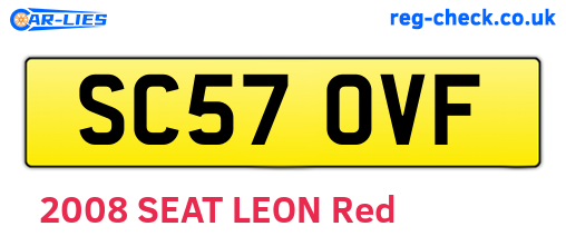 SC57OVF are the vehicle registration plates.
