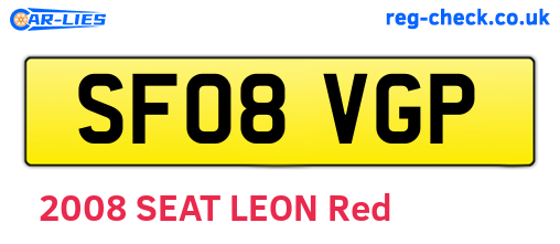 SF08VGP are the vehicle registration plates.