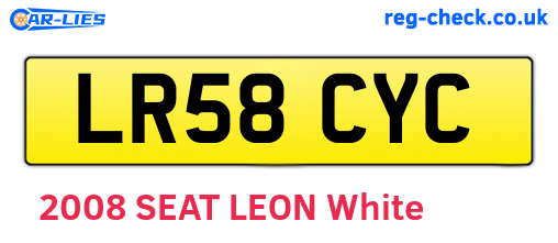 LR58CYC are the vehicle registration plates.