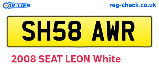 SH58AWR are the vehicle registration plates.