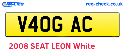 V40GAC are the vehicle registration plates.