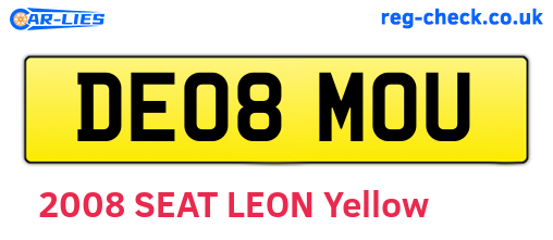 DE08MOU are the vehicle registration plates.