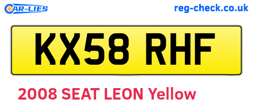 KX58RHF are the vehicle registration plates.