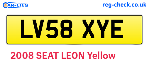 LV58XYE are the vehicle registration plates.