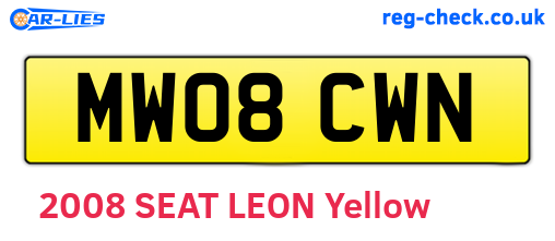 MW08CWN are the vehicle registration plates.