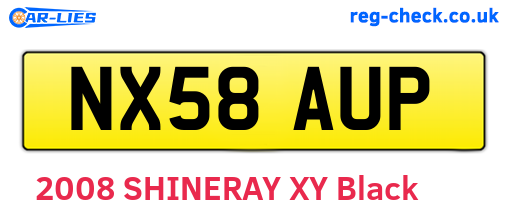 NX58AUP are the vehicle registration plates.