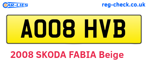 AO08HVB are the vehicle registration plates.