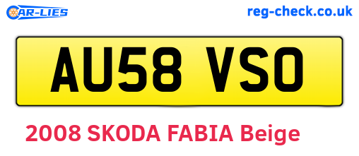 AU58VSO are the vehicle registration plates.