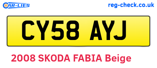 CY58AYJ are the vehicle registration plates.