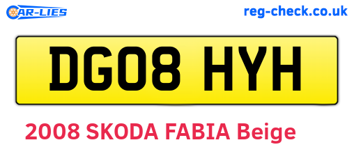 DG08HYH are the vehicle registration plates.