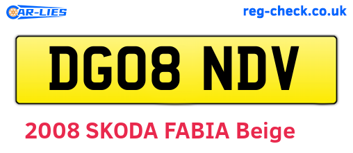 DG08NDV are the vehicle registration plates.