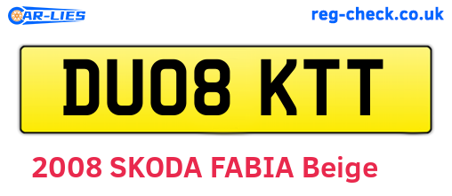 DU08KTT are the vehicle registration plates.