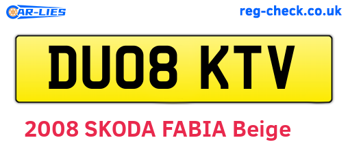 DU08KTV are the vehicle registration plates.
