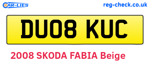 DU08KUC are the vehicle registration plates.