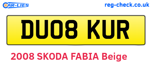 DU08KUR are the vehicle registration plates.