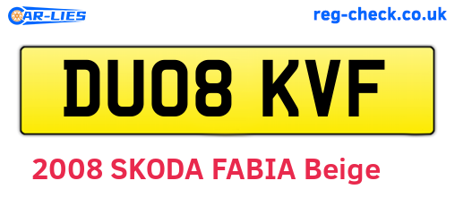 DU08KVF are the vehicle registration plates.