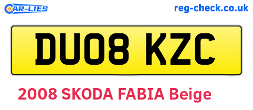 DU08KZC are the vehicle registration plates.
