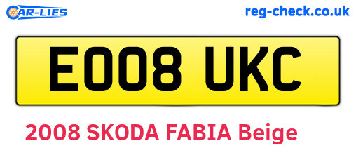 EO08UKC are the vehicle registration plates.