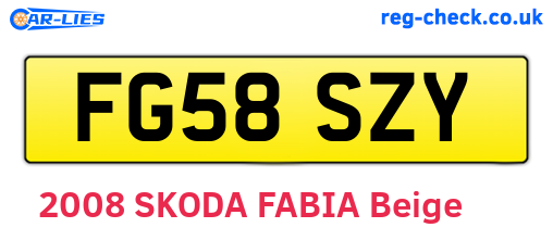 FG58SZY are the vehicle registration plates.