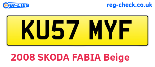 KU57MYF are the vehicle registration plates.