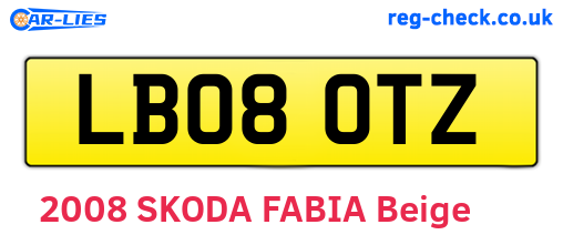 LB08OTZ are the vehicle registration plates.