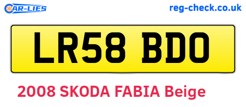 LR58BDO are the vehicle registration plates.