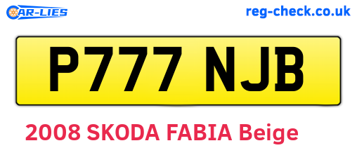 P777NJB are the vehicle registration plates.