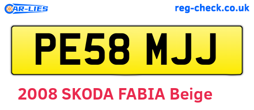 PE58MJJ are the vehicle registration plates.