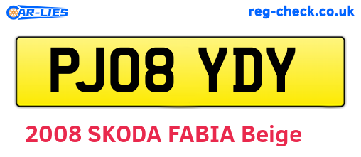 PJ08YDY are the vehicle registration plates.