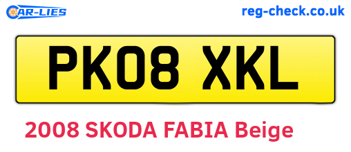 PK08XKL are the vehicle registration plates.