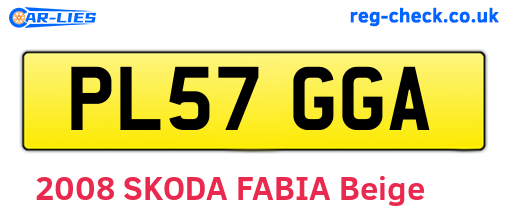 PL57GGA are the vehicle registration plates.