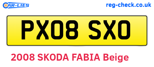 PX08SXO are the vehicle registration plates.