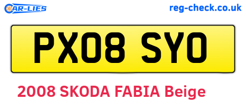 PX08SYO are the vehicle registration plates.