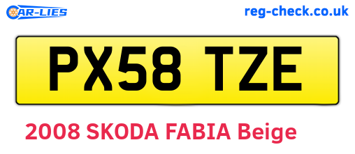 PX58TZE are the vehicle registration plates.
