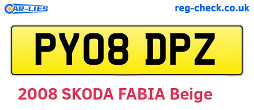 PY08DPZ are the vehicle registration plates.