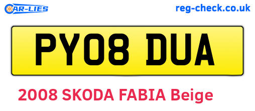 PY08DUA are the vehicle registration plates.
