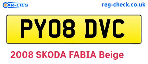 PY08DVC are the vehicle registration plates.