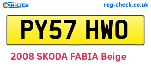 PY57HWO are the vehicle registration plates.