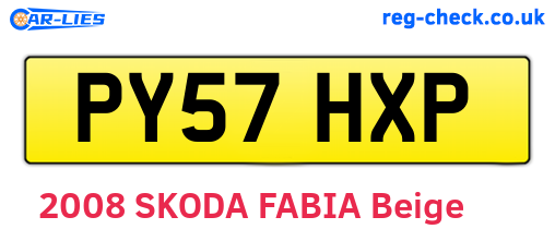 PY57HXP are the vehicle registration plates.