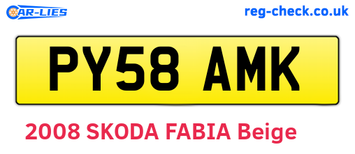PY58AMK are the vehicle registration plates.
