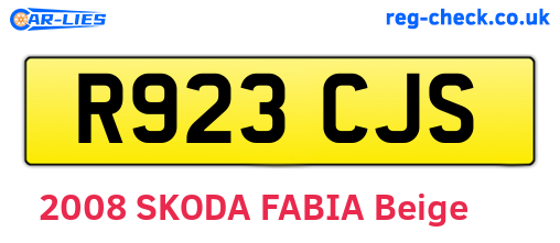 R923CJS are the vehicle registration plates.