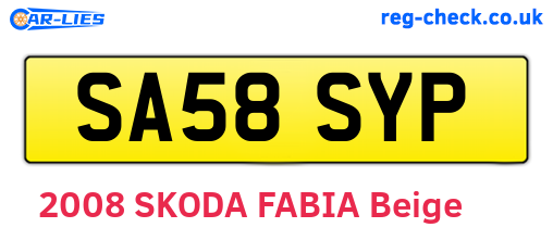 SA58SYP are the vehicle registration plates.