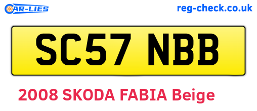 SC57NBB are the vehicle registration plates.