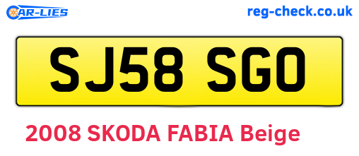 SJ58SGO are the vehicle registration plates.