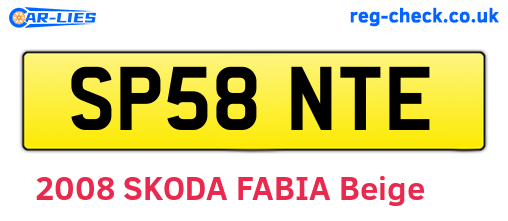 SP58NTE are the vehicle registration plates.
