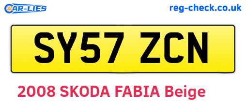 SY57ZCN are the vehicle registration plates.